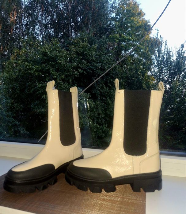 JOOP! Botki Damskie Chelsea Beżowe Skórzane Casual  roz. 38.5  - 39