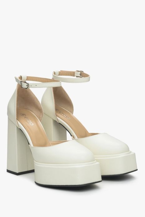 Туфлі Ankle strap шкіряні молочні Estro