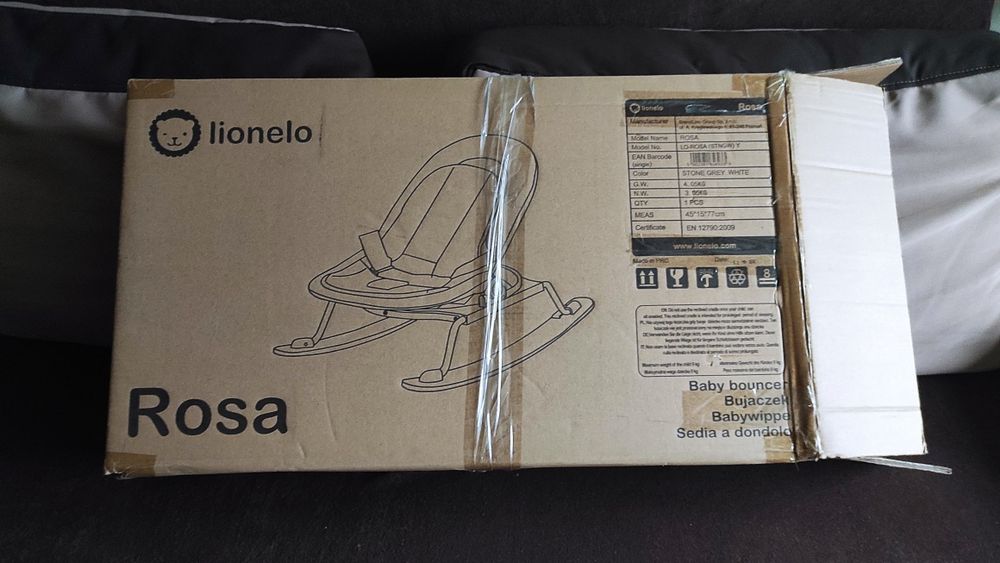 Шезлонг качалка Lionelo Rosa Grey/White