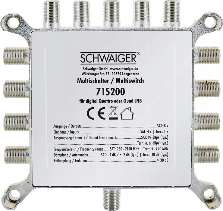 Multiprzełącznik SAT 5200 5/8 Schwaiger 1 na 8