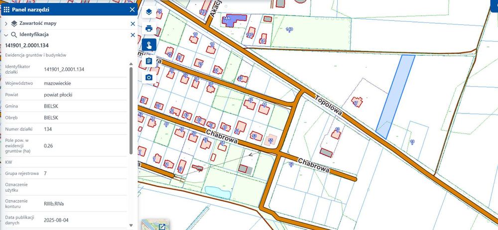Sprzedam działkę budowlaną w Bielsku przy ul. Topolowej (2600 m2)