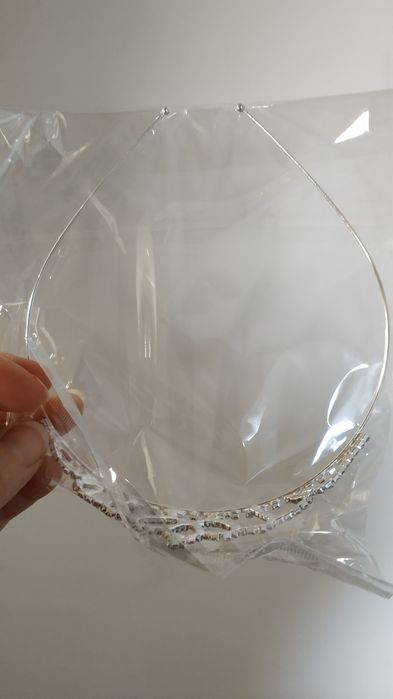 Nowa korona tiara diadem srebrna z diamencikami