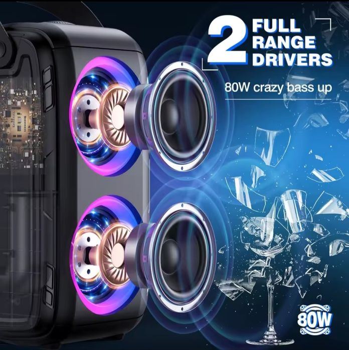 Блютуз колонка W-king T9-2, 80Вт, чорна.