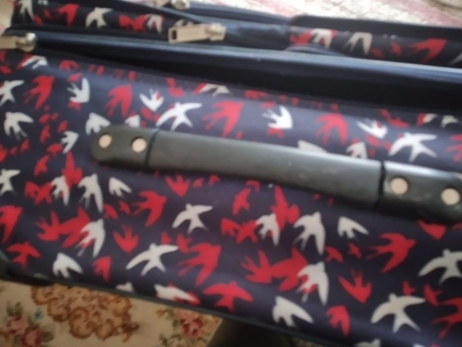 Mala de viagem azul e vermelho