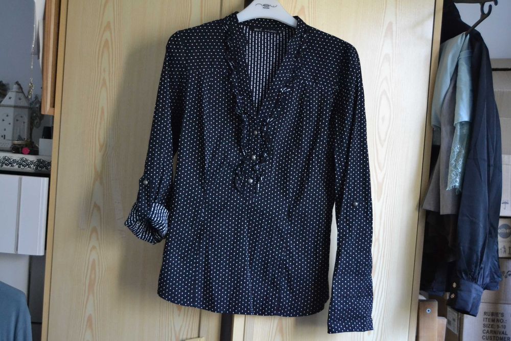 Czarna koszula w białe kropki Next 38 M