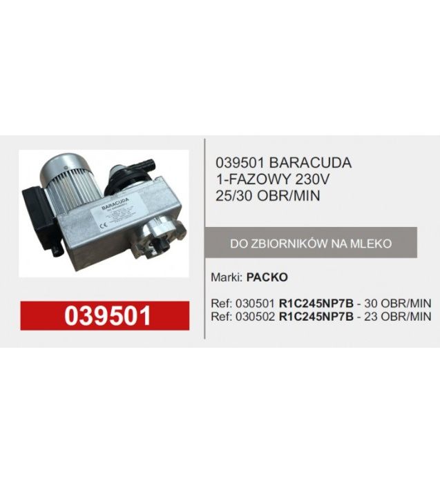 Motoreduktor BARACUDA do mieszadła schładzalnika na mleko 230V