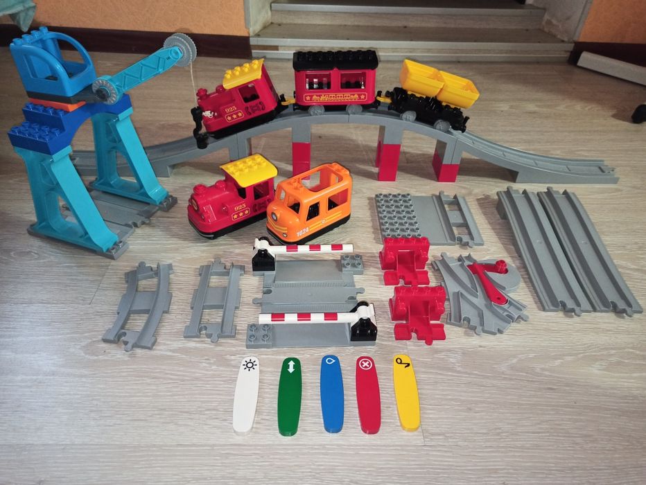 Лего дупло оригінал міст,потяг сенсорний,рейки,переїзд,тупік,вагон