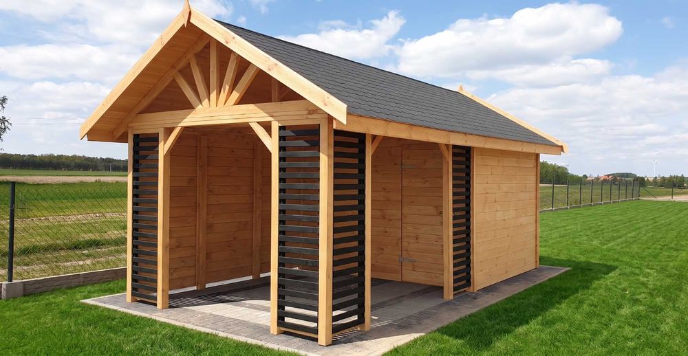 Domek narzędziowy domek drewniany plus altana pergola HIT 2w1