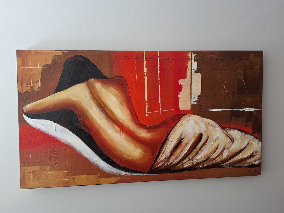 Quadro de Pintura Acrílica em Tons Quentes (65x120cm)