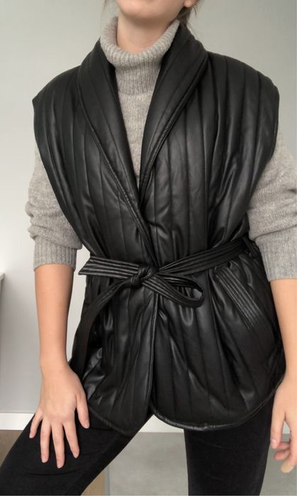 Czarna, pikowana kamizelka ala skórzana Bik Bok, OJ Nellie