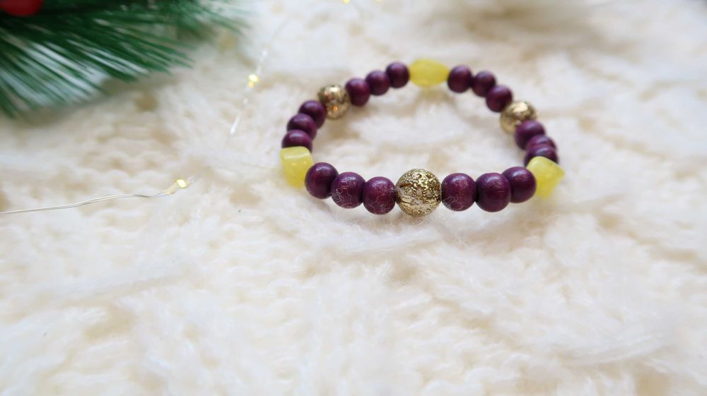 Bransoletka indie indyjska drewniane koraliki klasyczna drewno 23