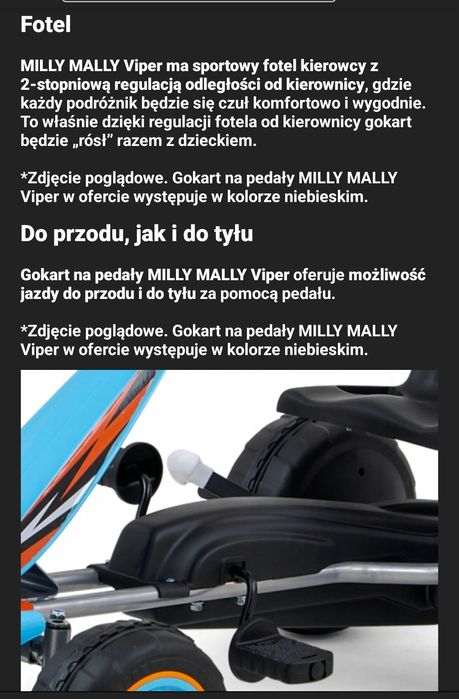 Gokart na pedały MILLY MALLY Viper
