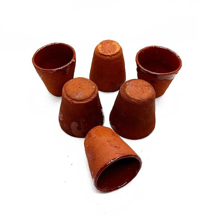 Conjunto 6 copos de barro olaria bagaço ginja