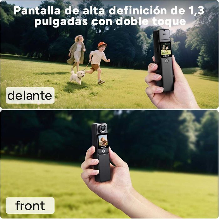SJCAM C300 Pack - Câmara Vlog com Punho + Bateria Extra 7H, Dual Touch Screen, 64GB, Impermeável