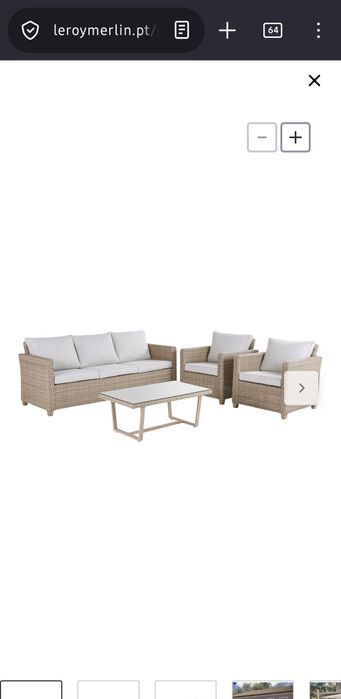 Conjunto jardim relax sofá mesa