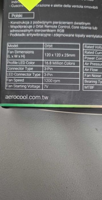 Wentylator RGB Areo Cool