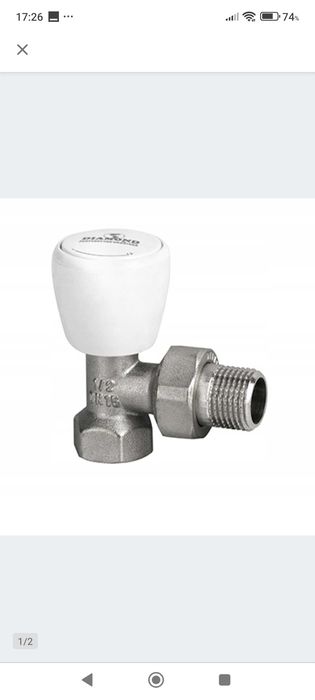 Zawór Grzejnikowy Zasilający Kątowy 1/2 cala Diamond