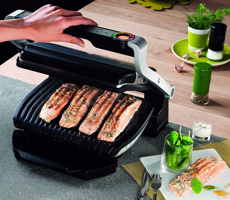 гриль контактний Tefal gc712d12 OptiGrill + сірий/чорний