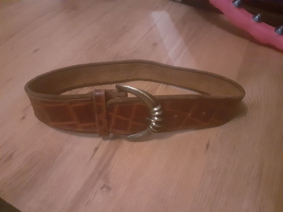 Pasek 100% skóra brąz tanio okazja