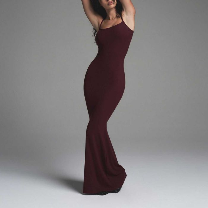 Плаття SKIMS Soft Lounge Long Slip Dress  XXS-S Black Burgundi