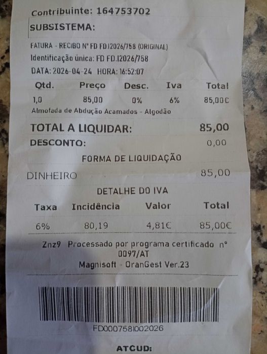 Almofada de abdução nova e sem uso