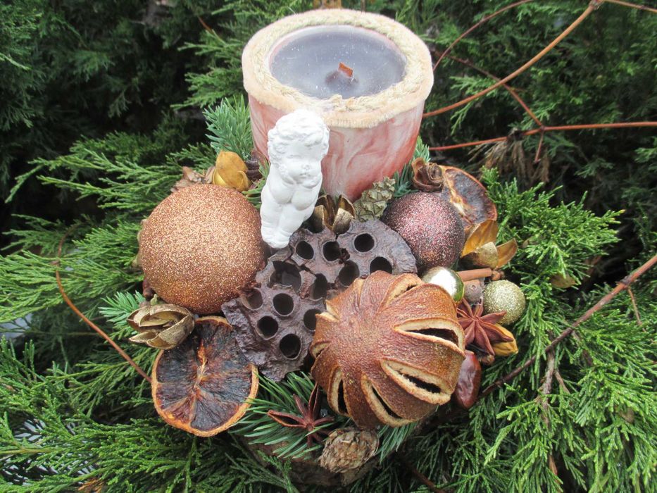 Новогодний подсвечник с пряностями ручной работы