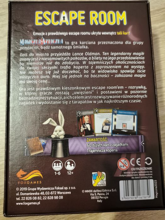 Escape room magiczną sztuczka kieszonkowa gra karciana