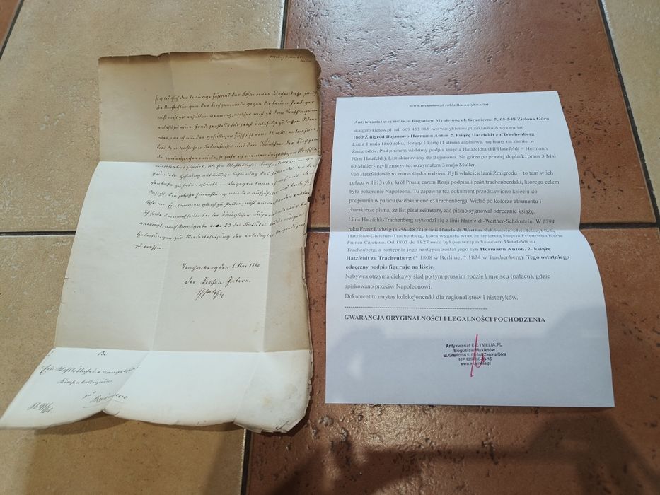 Sprzedam stary dokument