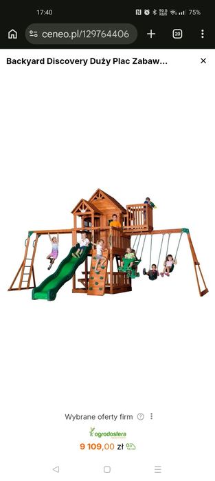 Plac zabaw drewniany do ogrodu model Skyfort II