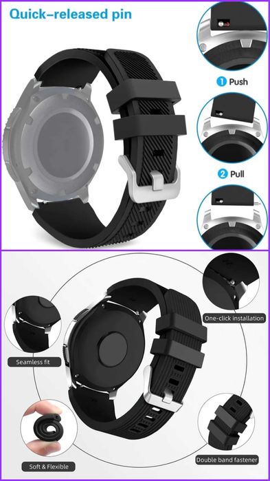 Bracelete / pulseira silicone 20 e 22mm para relógio Watch Samsung