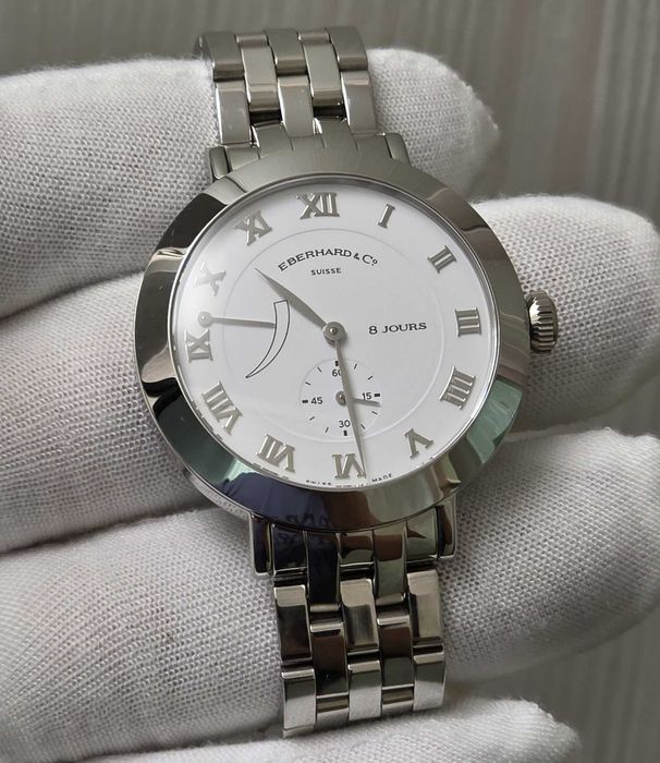 Чоловічий годинник Eberhard & Co 21022 White Mechanical 8 Days Power reserve 39.5 mm