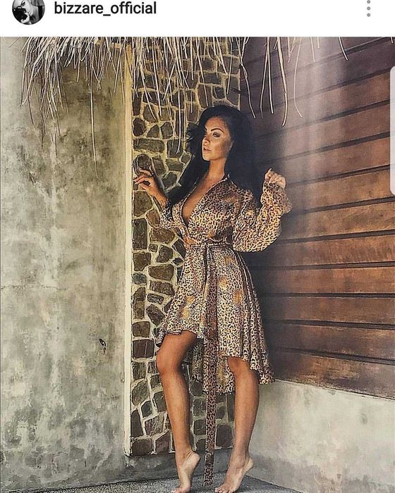 Zalla Sara Zalewska Kimono Kopertowa sukienka midi motyw panterki S 36