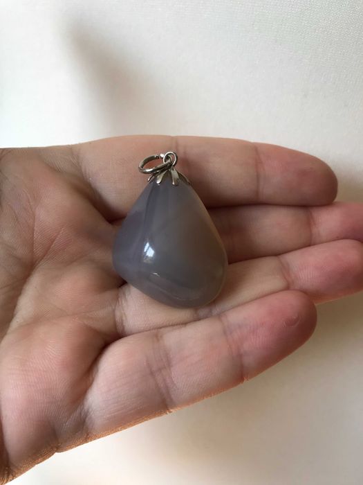 Wisiorek agat szary naturalny zawieszka Byk Bliźnięta Panna i Skorpion