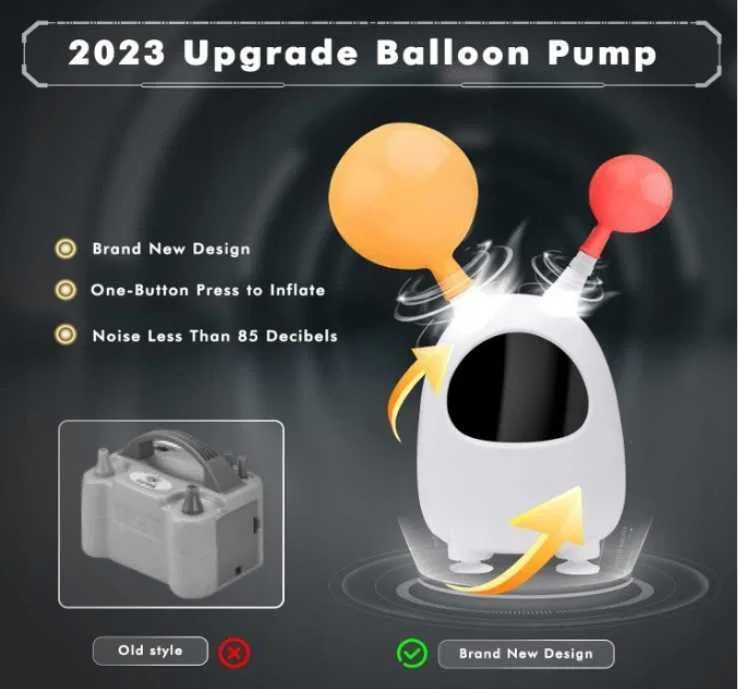 Elektryczna pompka do balonów przenośna, 2 dysze