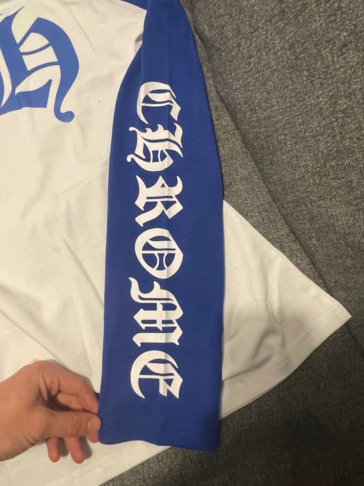 Chrome Hearts Manga Comprida Branca/Azul - Tamanho M