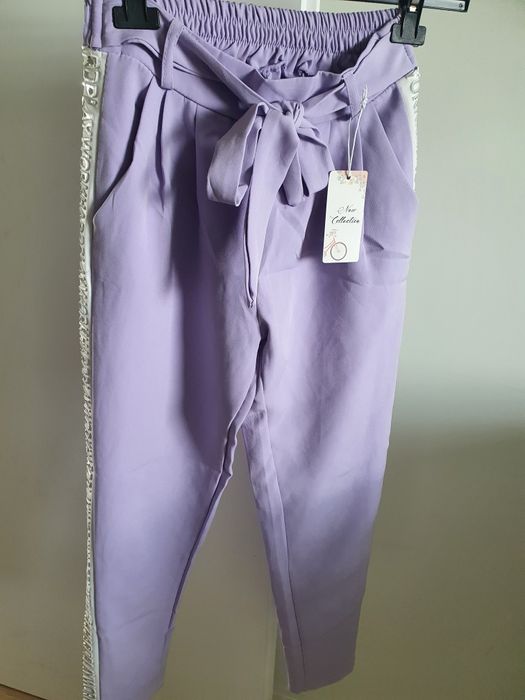 Spodnie z wysokim stanem z paskiem S