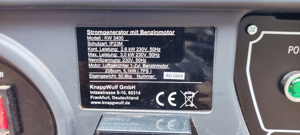 Бензогенератор 2023 г.в  KNAPP Wulf 3.4 кВт. Чистый немец