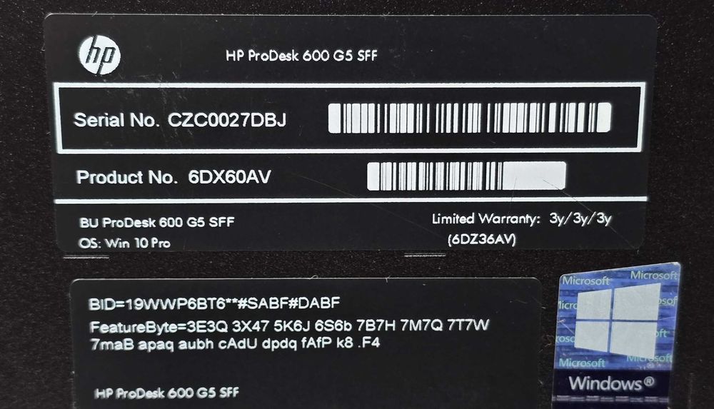 Комп'ютер HP Prodesk 600 G5 SFF i5-9500 8Gb NVMe 256Gb (є кількість)