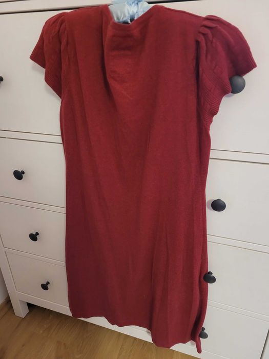 Tunika/sukienka sweterkowa bufki, bawełna/merino bordo 38/40