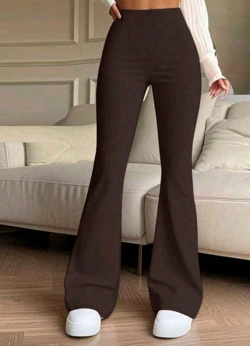 Leginsy brazowe rozciągliwe dzwony L