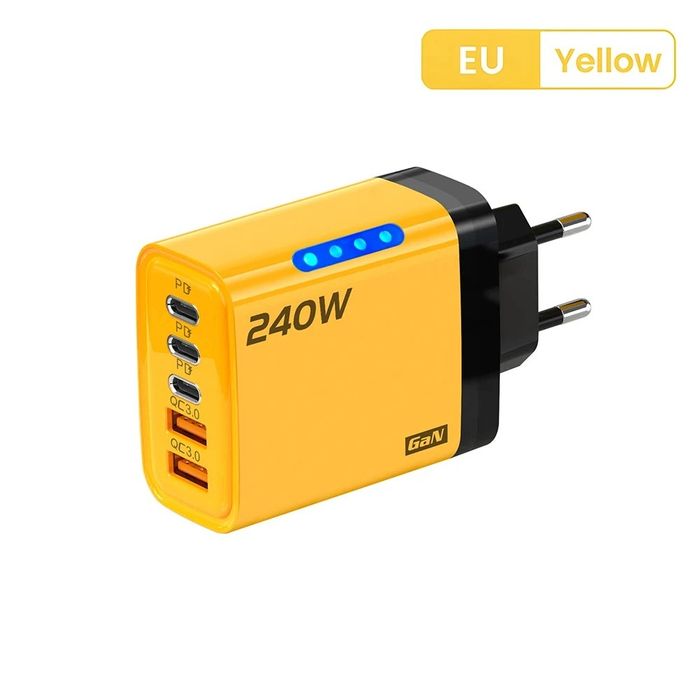 Szybka ładowarka sieciowa do telefonu laptopa 240W 5 portów USB-C 3.0