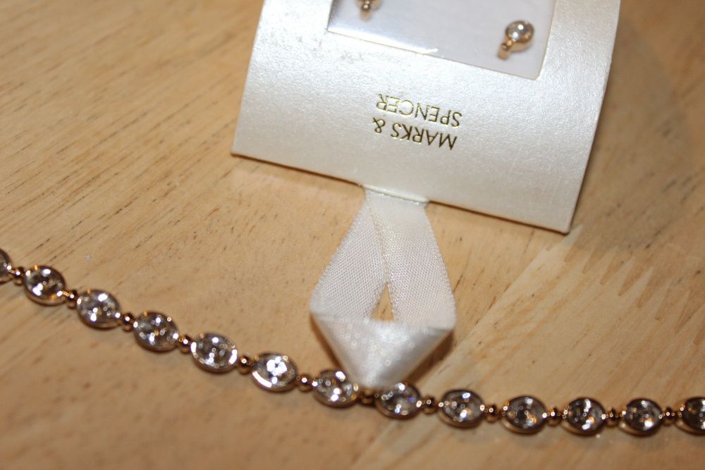 Nowy Platerowany złotem komplet Marks&Spencer