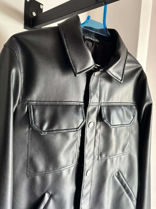 Blusao motard biker casaco homem Zara Man efeito pele preto S