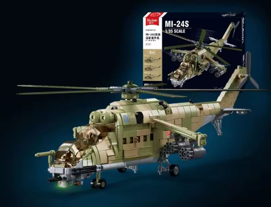 Конструктор новый боевой вертолет Mi 24 Sluban 893 шт блоков Lego