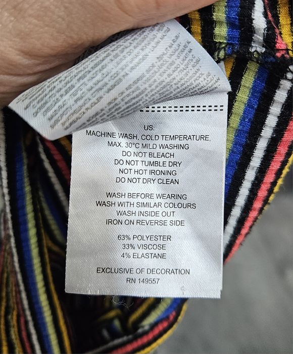 Sukienka tuba obcisła XS w paski kolorowa fishbone