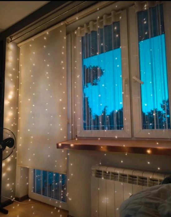 Kurtyna świetlna led drucik usb lampki sople pilot usb biały ciepły 3x