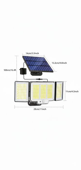 Потужний прожектор 328 LED на сонячній батареї Пульт (кабель 5 метрів)