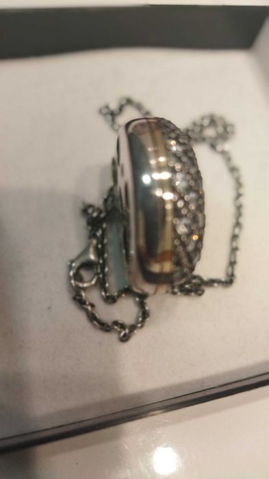 Fio com Pendente - prata, ouro e zircónias - Eugénio de Campos
