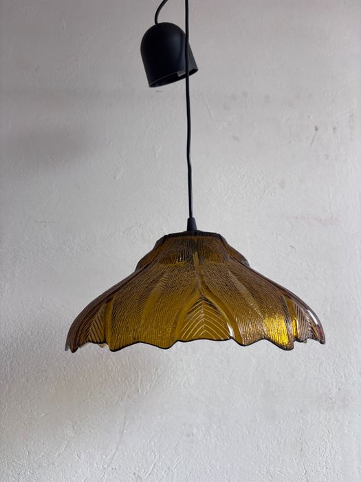 lampa wisząca retro prl miodowa