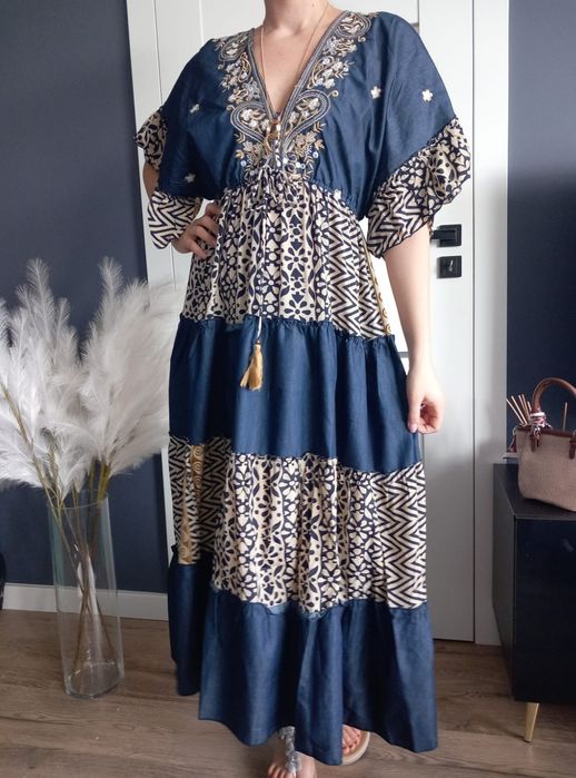 Piękna, długa sukienka boho M do 3xl